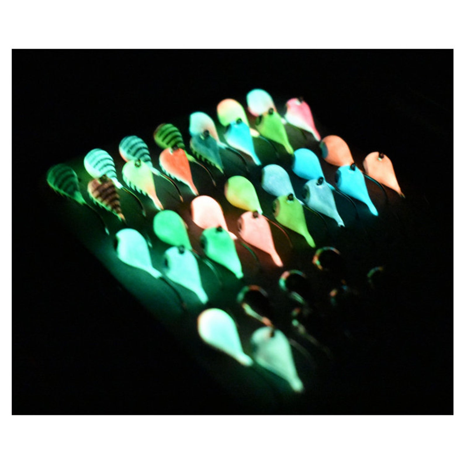 36 Tungsten Jig Kit Glow Paint 1/8 oz 6mm 8 Hook Panfish Etsy