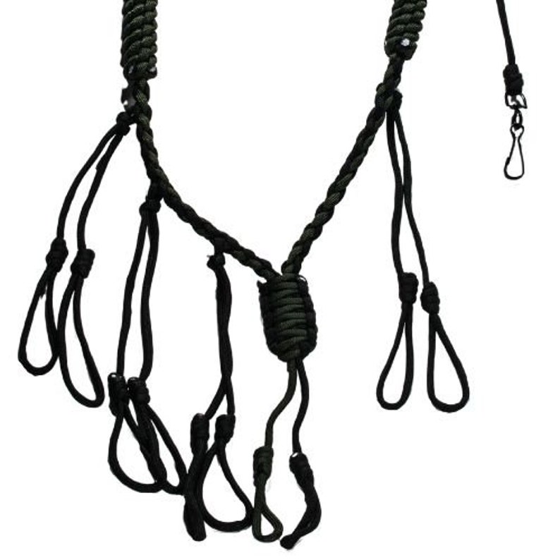 Army Green/black Paracord Call Lanyard 10 Loops 1 Whistle Clip 550