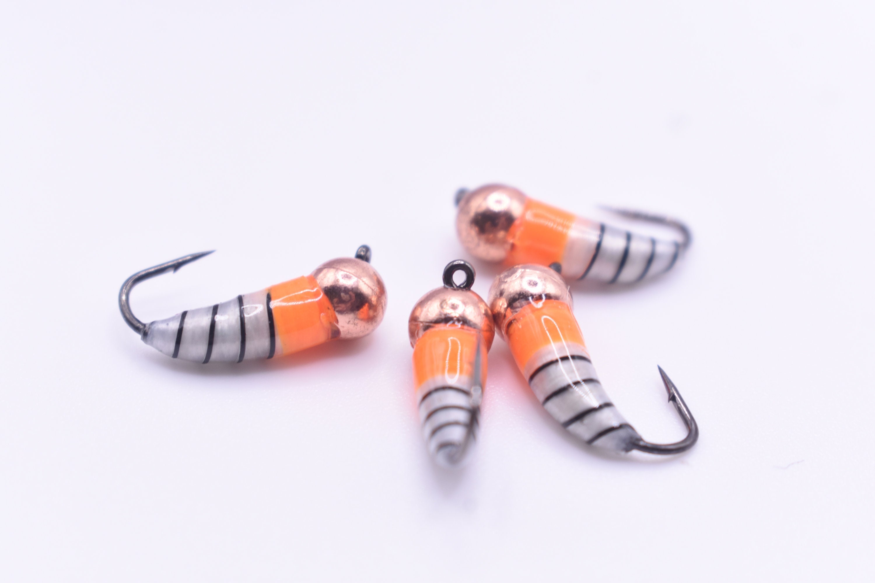 Kenders 4 Pack Metallic Copper Orange Tungsten Akua Jig Skuds Panfishing  Jigs 