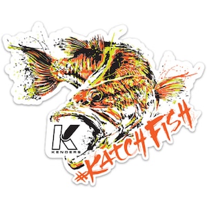Bass Fish UV Resistant Sticker Decal Boat, Truck, Bucket - White|Orange|Black|Yellow