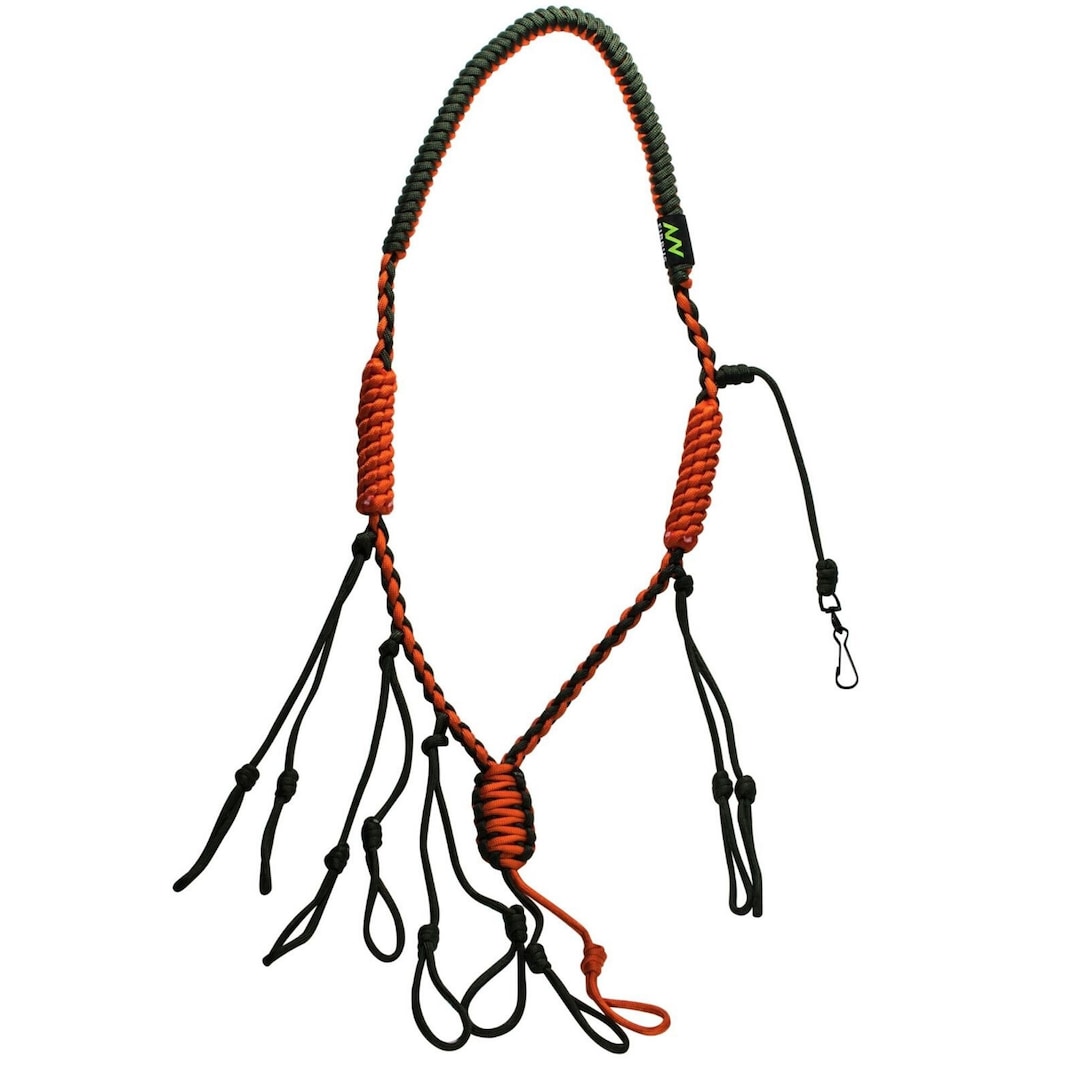 Orange/army Green Paracord Call Lanyard 10 Loops 1 Whistle Clip 550