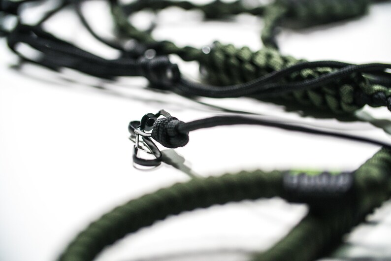 Army Green/black Paracord Call Lanyard 10 Loops 1 Whistle Clip 550