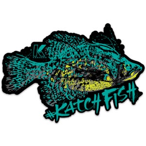 Crappie Fish UV Resistant Sticker Decal Boat, Truck, Bucket - Black|Grey|Yellow|Turquoise