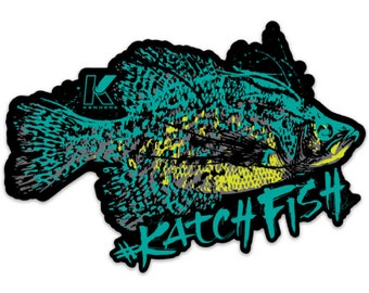 Crapet Fish UV Résistant Autocollant Autocollant Décalcomanie, Camion, Seau - Noir| Gris| Jaune| Turquoise