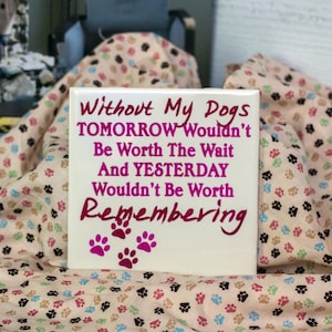 Unique Dog Lover&#39;s Ceramic Tile Art Memorial Gift