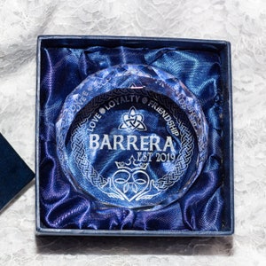 Crystal Celtic Knot Paperweight with Love and Friendship Engraving