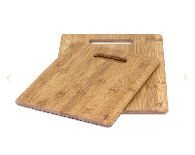 Solid Bamboo Two-Piece Cutting Board Set - Sustainable and Stylish Kitchen Tools