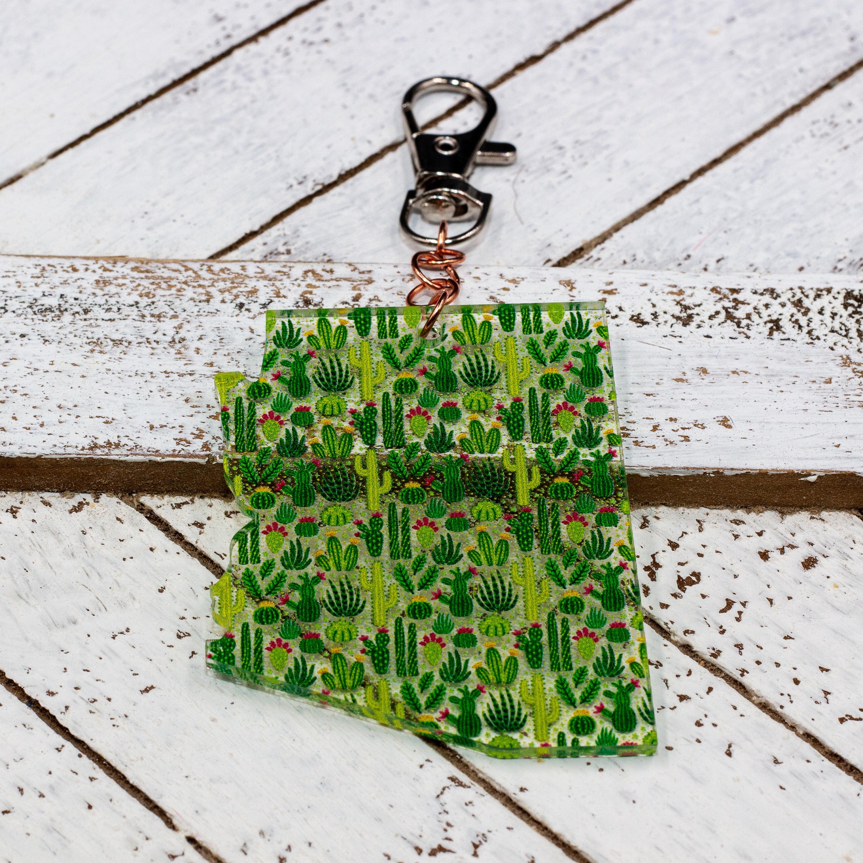Arizona Cactus Acrylic Keychain With Swivel Snap Hook - Etsy