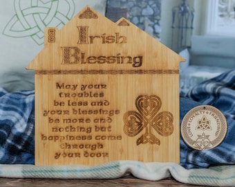 Irish Blessing House-shaped wood cutting board.