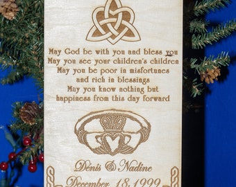 Custom Celtic Marriage Blessing Plaque with Trinity Knot