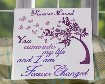 Forever Changed Ceramic Tile: Inspirational Tree with Butterflies, 6-inch Sympathy Gift