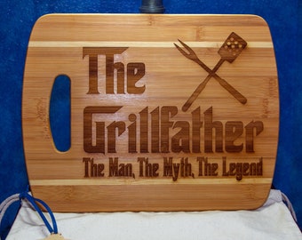 The GrillFather banded bamboo cutting board. Sealed with revitalizing oil. Kitchen accessory. Grilling accessory. Father's Day gift