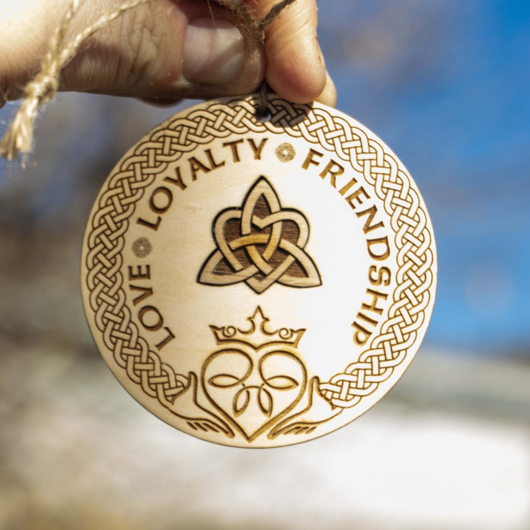 Alder and Basswood Inlaid Etched Celtic Claddagh With Heart Knot. 3