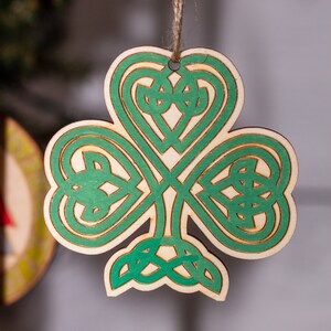 Handmade Green Shamrock Knot Ornament for Gifts and Decor
