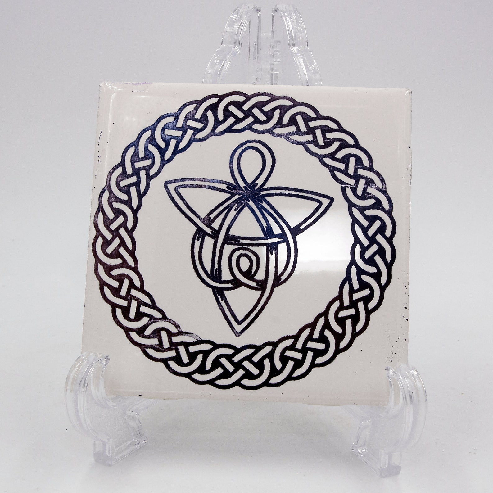Celtic Irish Angel With Celtic Knot Circle White Ceramic Tile Etsy