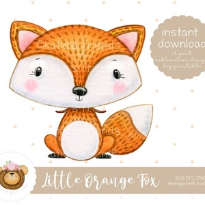 Woodland Fox Clipart, Fox png, Printable Fox, Woodland Watercolor Fox, Woodland Nursery Art, Forest Animals Clipart, Téléchargement instantané