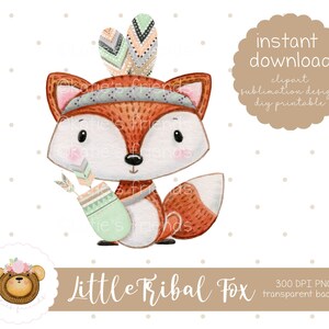 Boho Fox PNG, Fox Clipart, Tribal Fox PNG, Renard imprimable, Fox Sublimation Design, Woodland Fox, Baby Apparel Design, Nursery Clipart