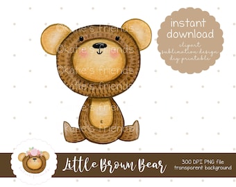 Woodland Bear PNG, Cute Bear Clipart, Woodland Bear Sublimation Design, Printable Bear, Baby Apparel Design, Instant Download
