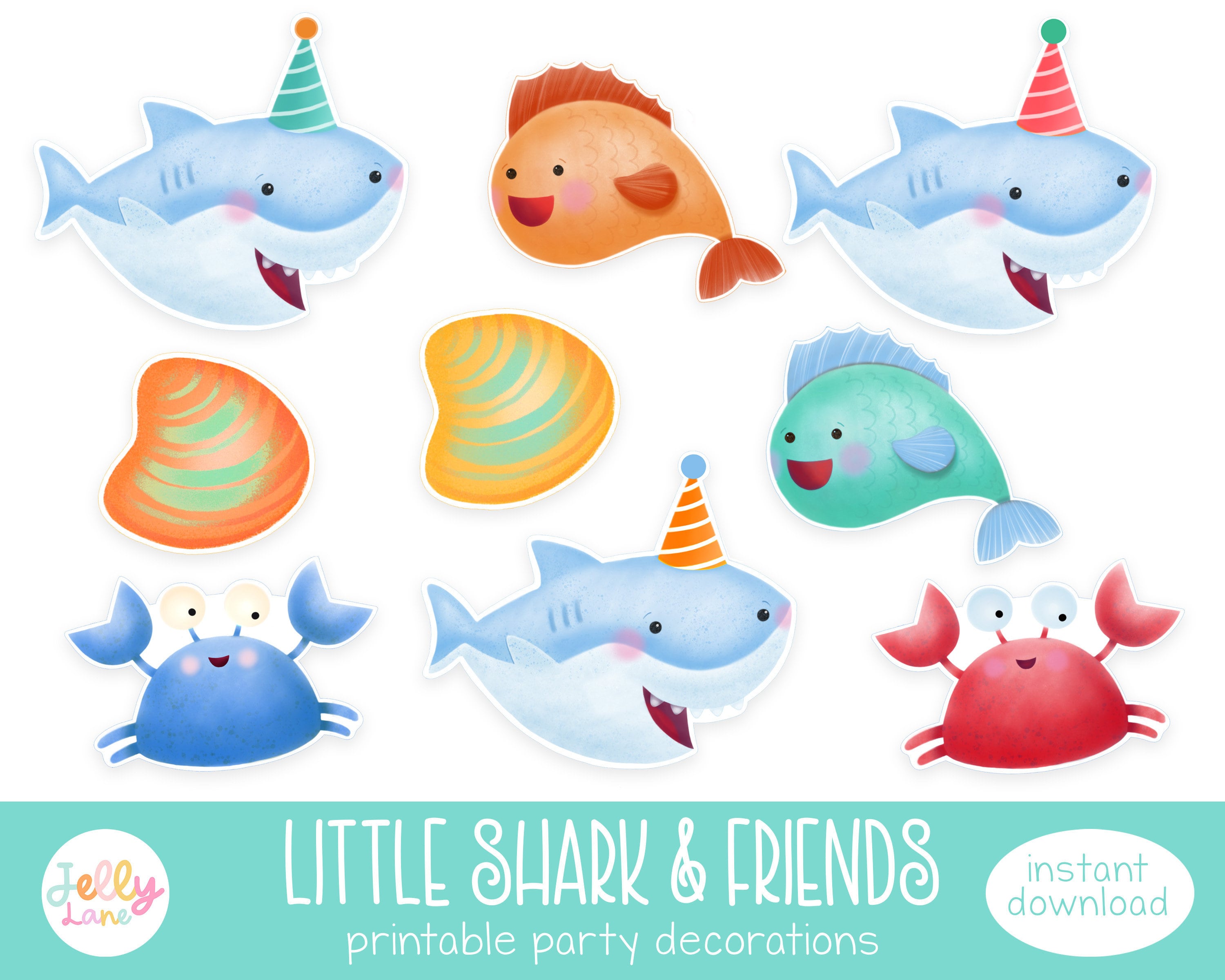 Printable Shark Party Decorations Shark Birthday Decor Sea - Etsy