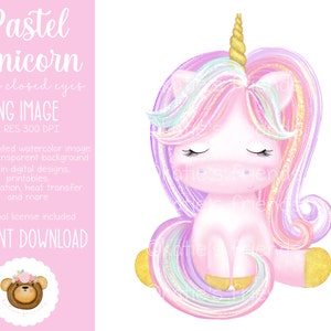 Pastel Unicorn PNG, Unicorn Clipart, Unicorn Illustration, Unicorn Sublimation Design, Printable Unicorn, Unicorn Birthday
