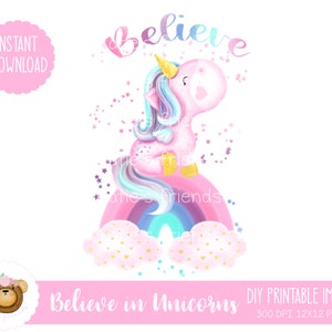 Unicorn Sublimation Design, Unicorn Heat Transfer, Printable Unicorn Download, Unicorn and Rainbow Png,