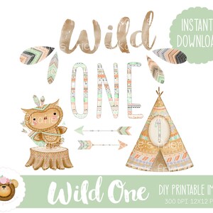 Wild One Sublimation Design, Wild One Birthday Boy, Printable Wild One PNG, Wild One Heat Transfer, Baby&#39;s 1st Birthday, Tribal Birthday