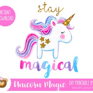 Unicorn Sublimation Design, Unicorn Heat Transfer, Printable Unicorn Download, Unicorn Png, Magic Rainbow Unicorn Design