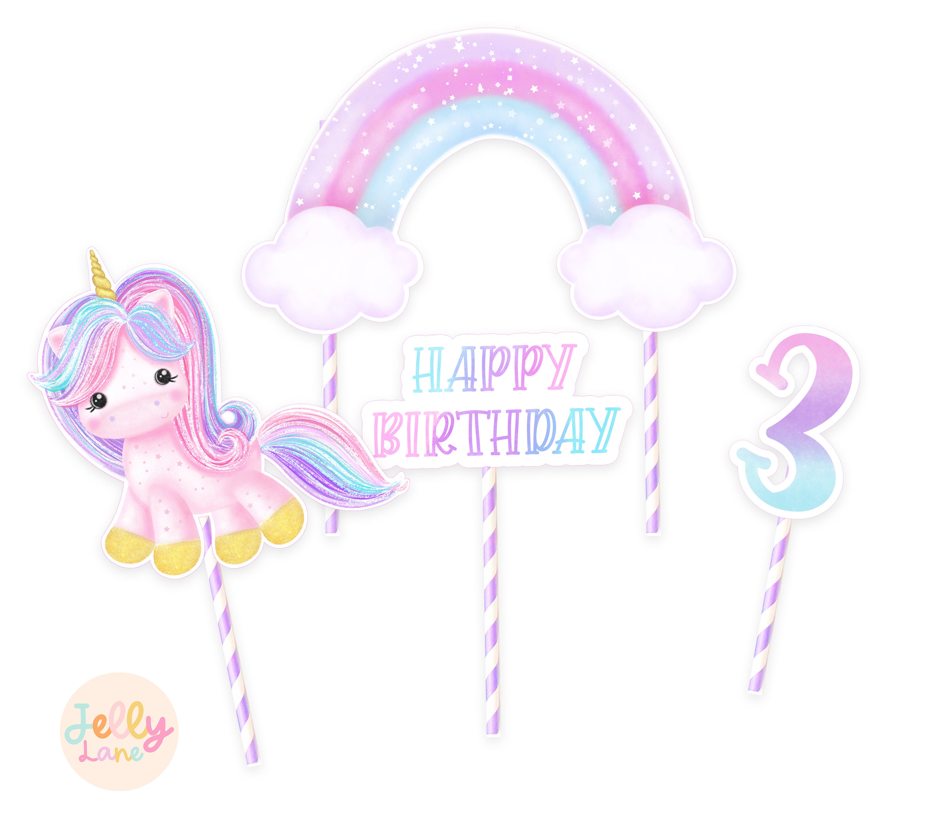 Printable Rainbow Unicorn Cake Topper Unicorn Birthday DIY - Etsy