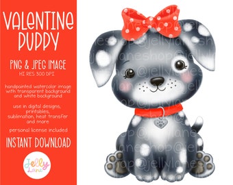 Valentine Puppy Png, Cute Valentines Clipart, Puppy Sublimation Design, Kids Valentine apparel, Cute Puppy JPEG, Printable Dog Clipart