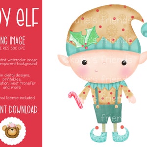 Jultomte PNG, pojketomte sublimeringsdesign, akvarelltomte Clipart, jultomtetomte, tomte direktnedladdning, julclipart, tomteillustration