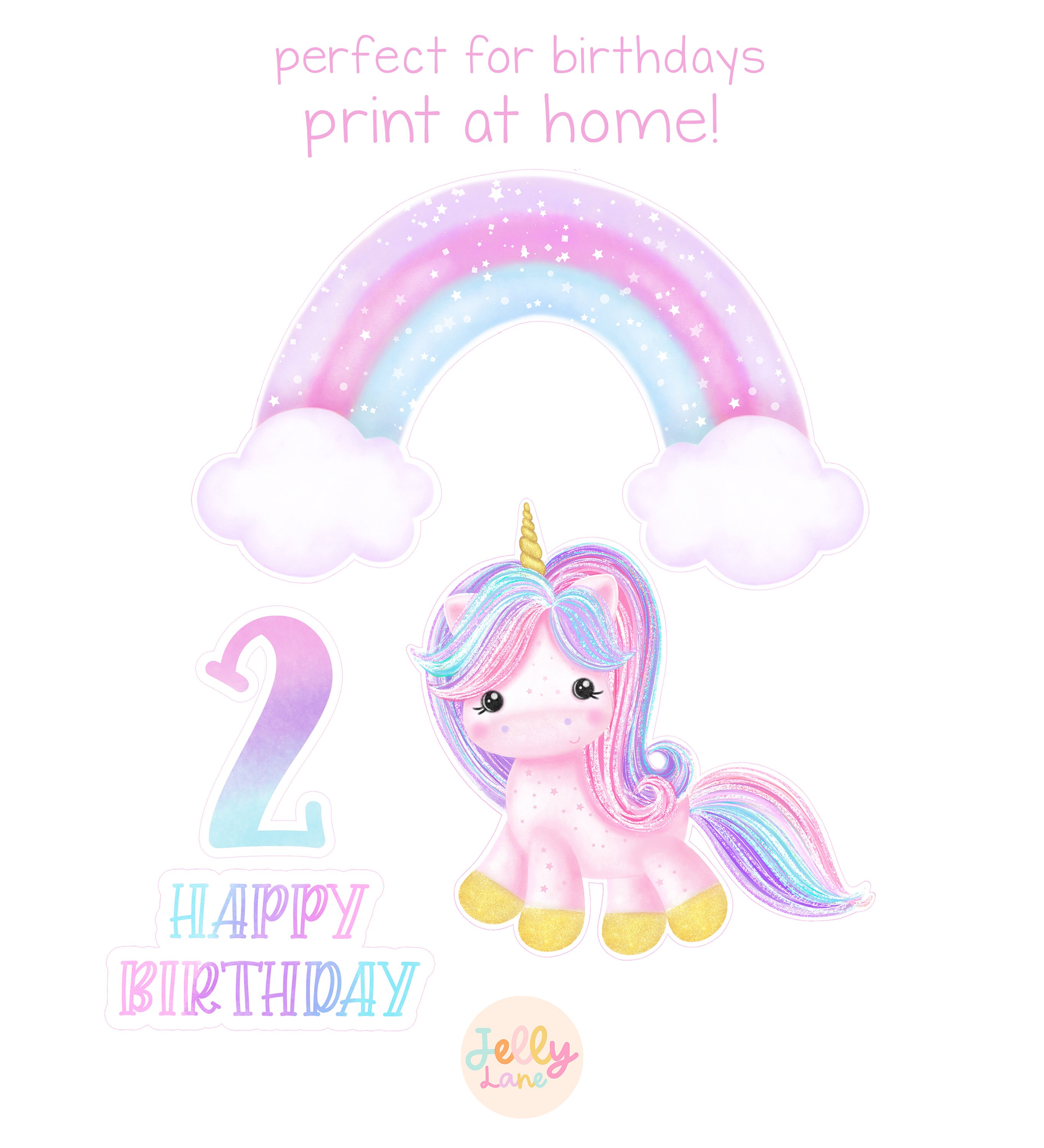 Printable Rainbow Unicorn Cake Topper, Unicorn Birthday, DIY Cake ...