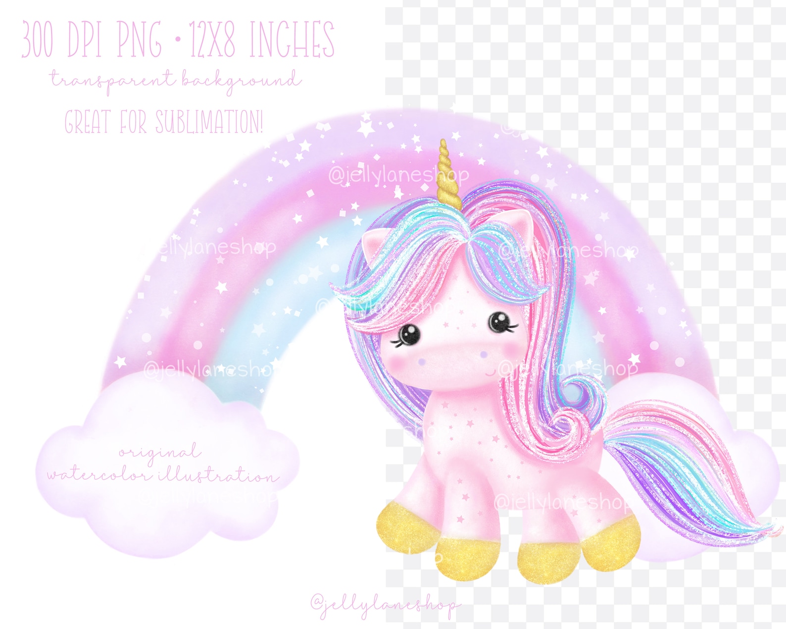 Unicorn and Rainbow PNG Pastel Unicorn Clipart Rainbow - Etsy
