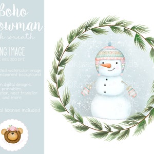 Schneemann Png, Niedliche Schneemann Clipart, Schneemann Sublimation Design, Boho Schneemann, Aquarell Schneemann, Schneemann Szene, Grußkarte Kunst