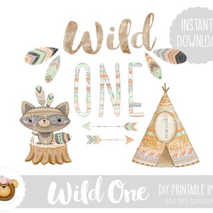 Wild One Sublimation Design, Wild One Birthday Boy, Printable Wild One PNG, Wild One Heat Transfer, Baby&#39;s 1st Birthday, Tribal Birthday