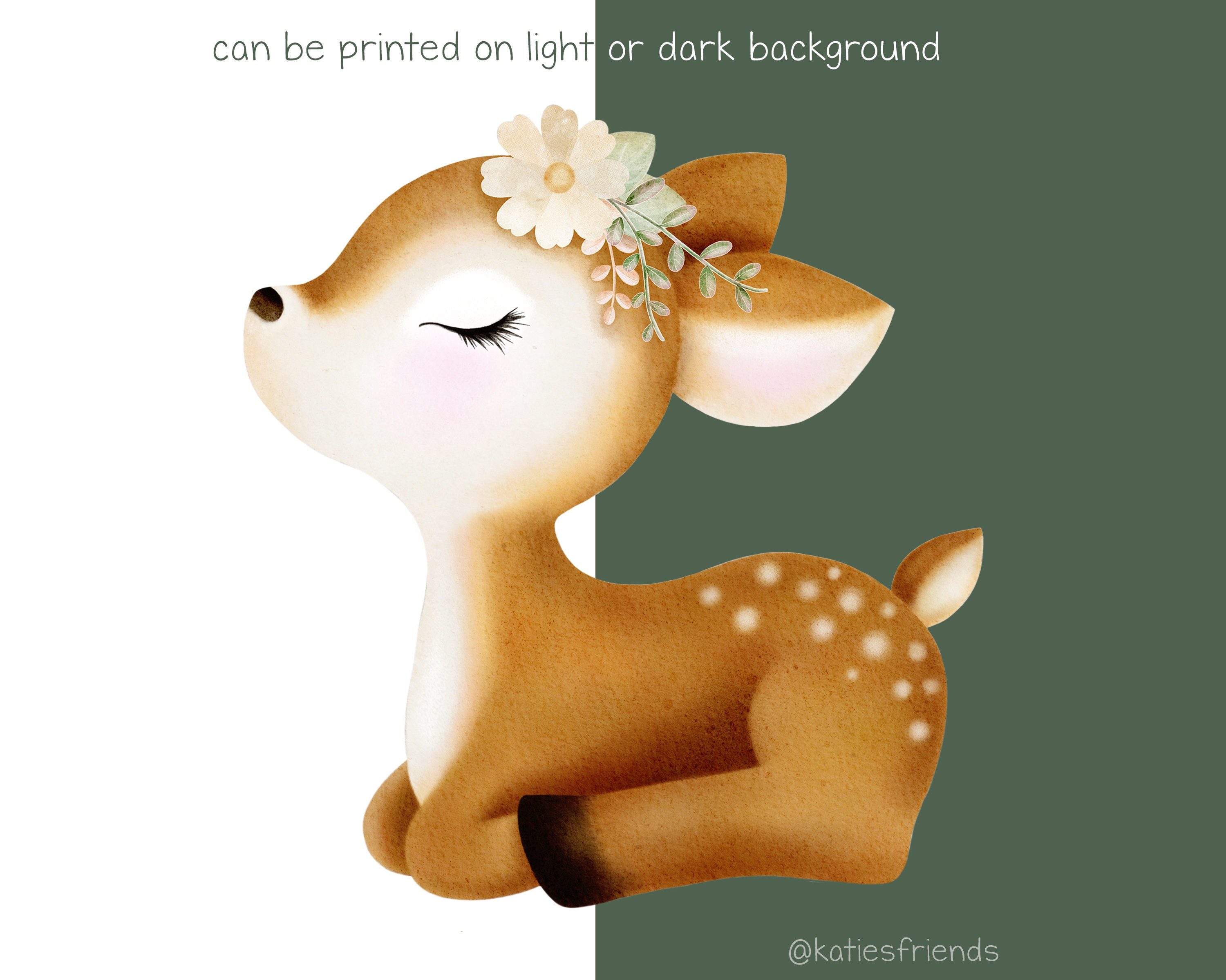 Baby Deer PNG, Boho Deer Clipart, Woodland Baby Shower, Watercolor Deer ...