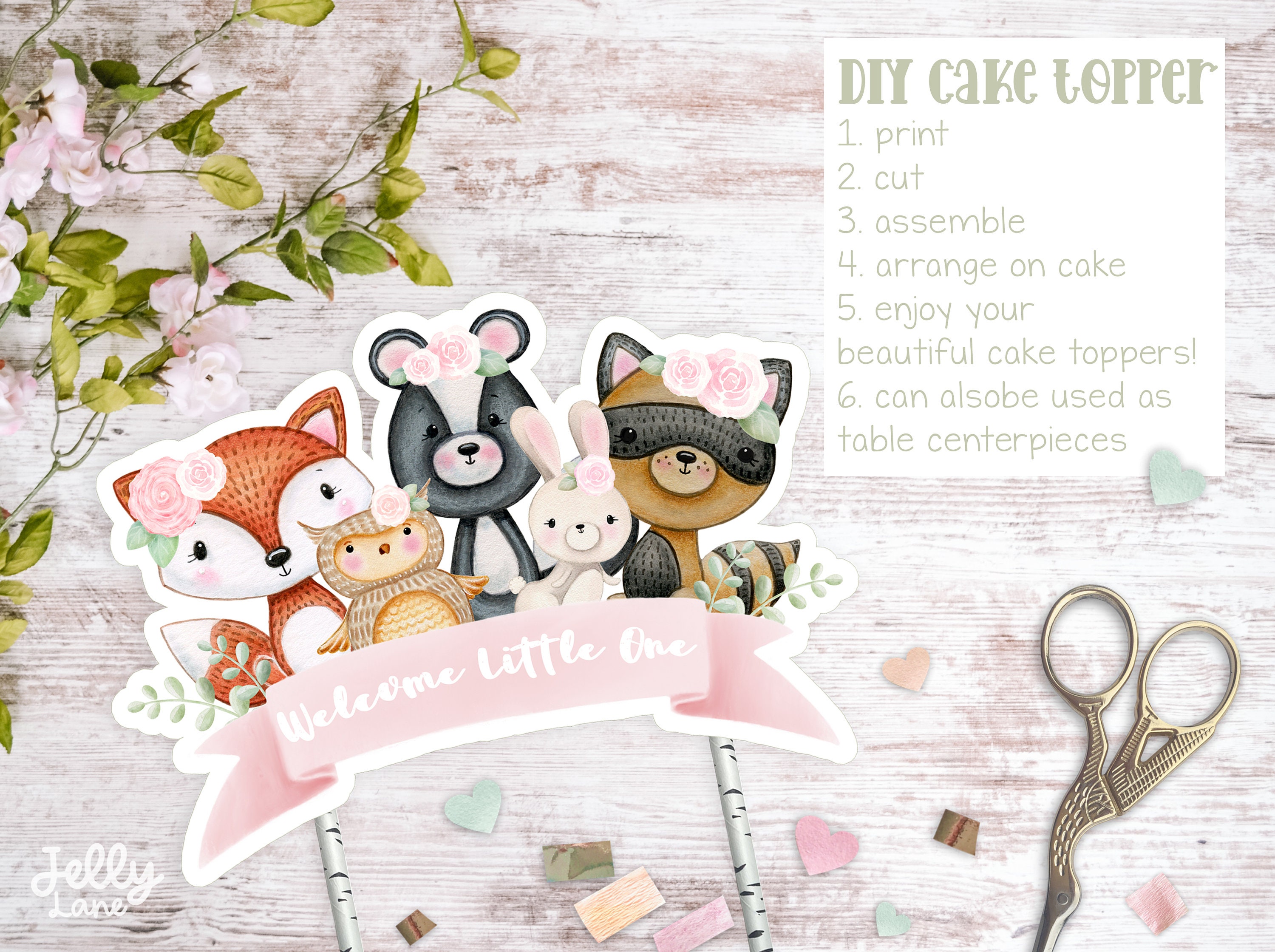 Printable Woodland Animals Cake Topper Woodland Baby Shower - Etsy