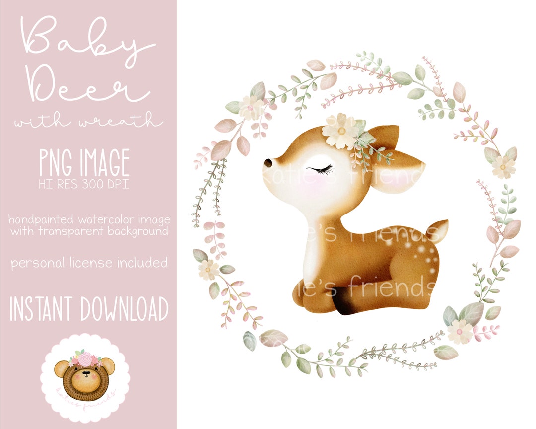 Baby Deer PNG, Boho Deer Clipart, Woodland Baby Shower, Watercolor Deer ...