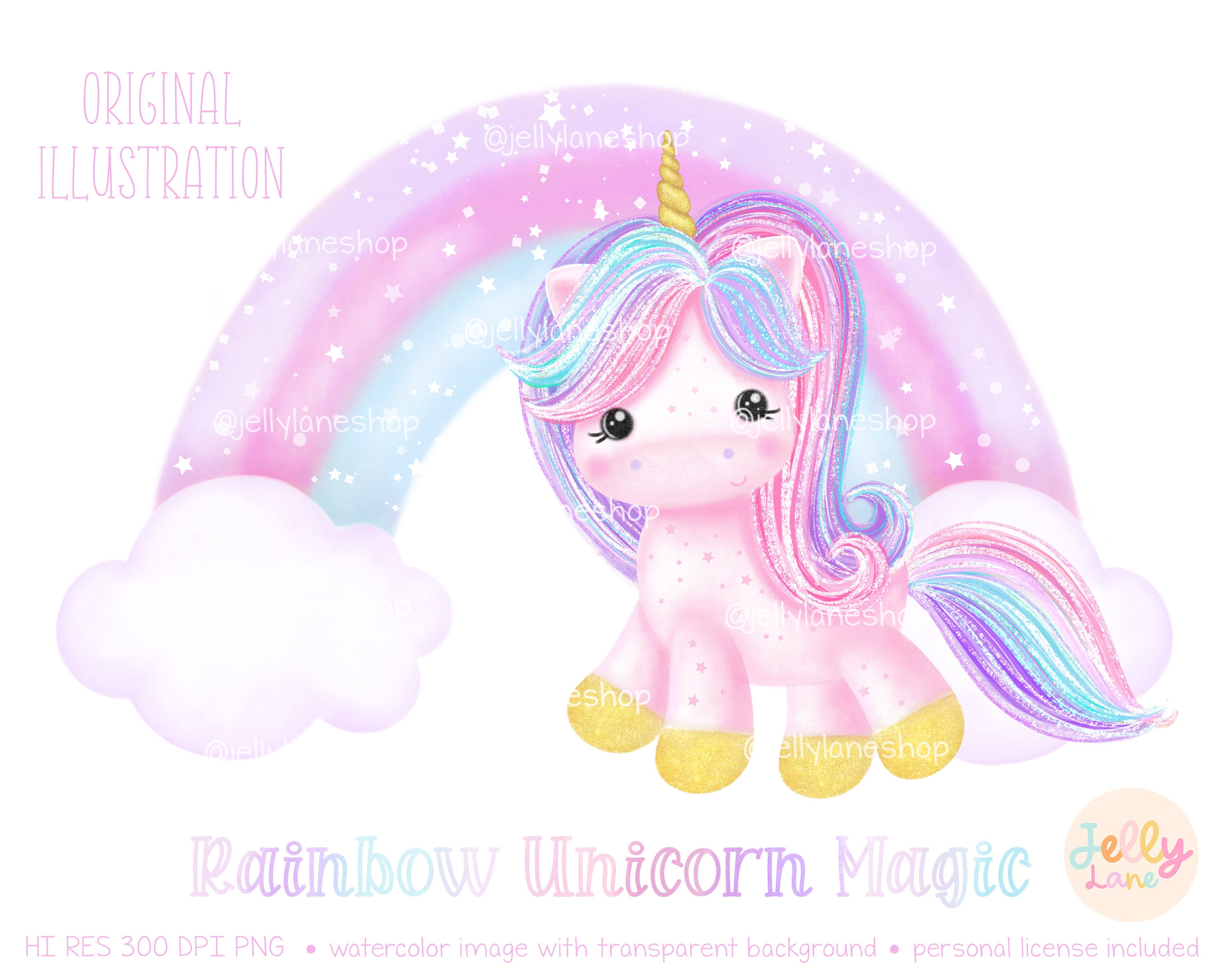 Unicorn and Rainbow PNG Pastel Unicorn Clipart Rainbow - Etsy