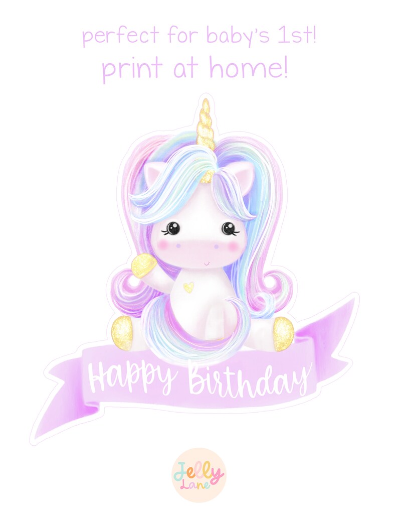 Printable Rainbow Unicorn Cake Topper Unicorn Birthday DIY - Etsy