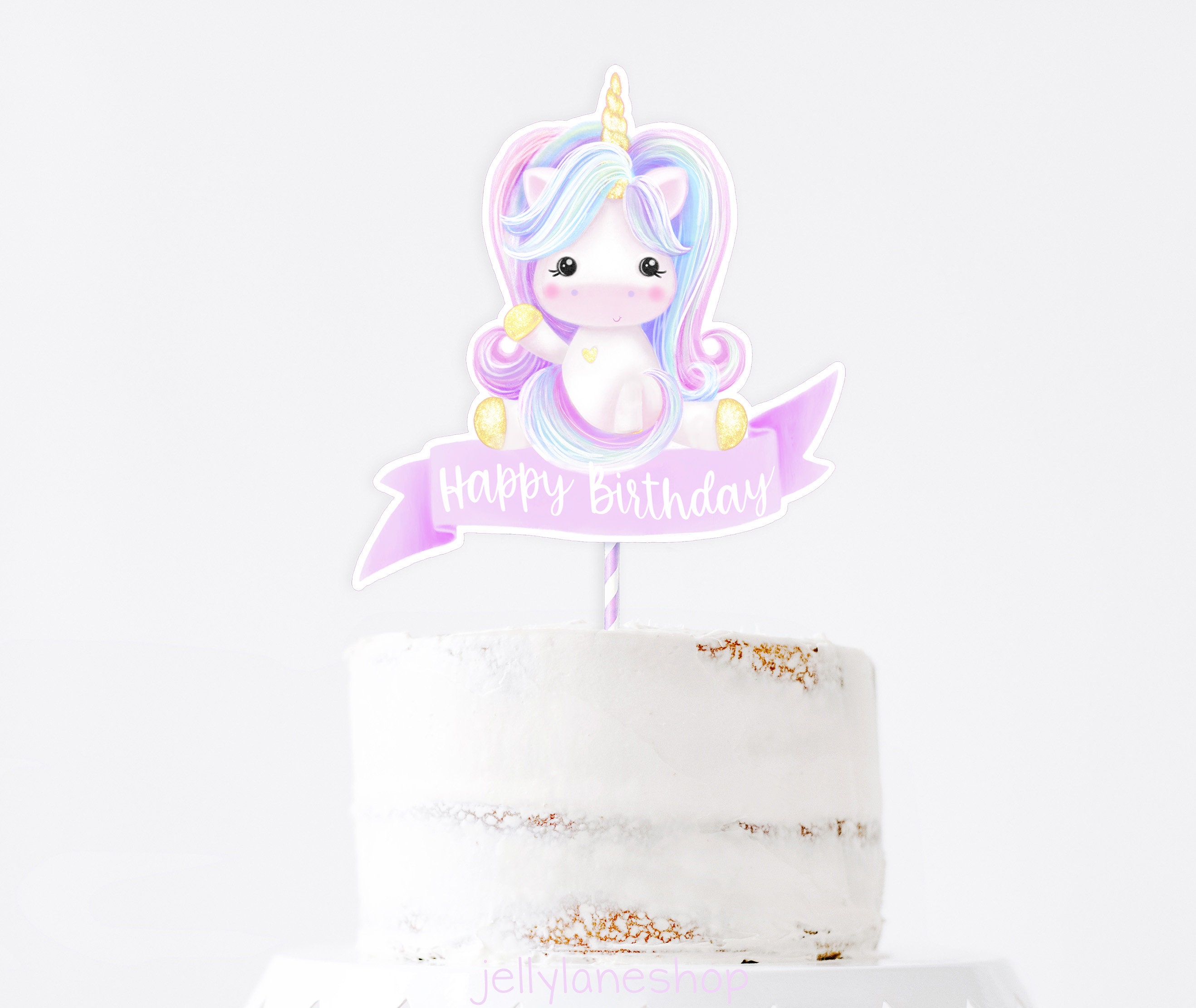 Printable Rainbow Unicorn Cake Topper, Unicorn Birthday, DIY Cake ...