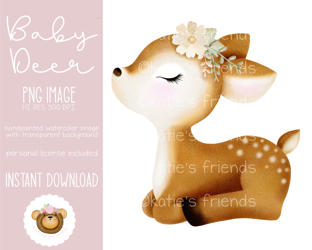 Baby Deer PNG, Boho Deer Clipart, Woodland Baby Shower, Watercolor Deer ...