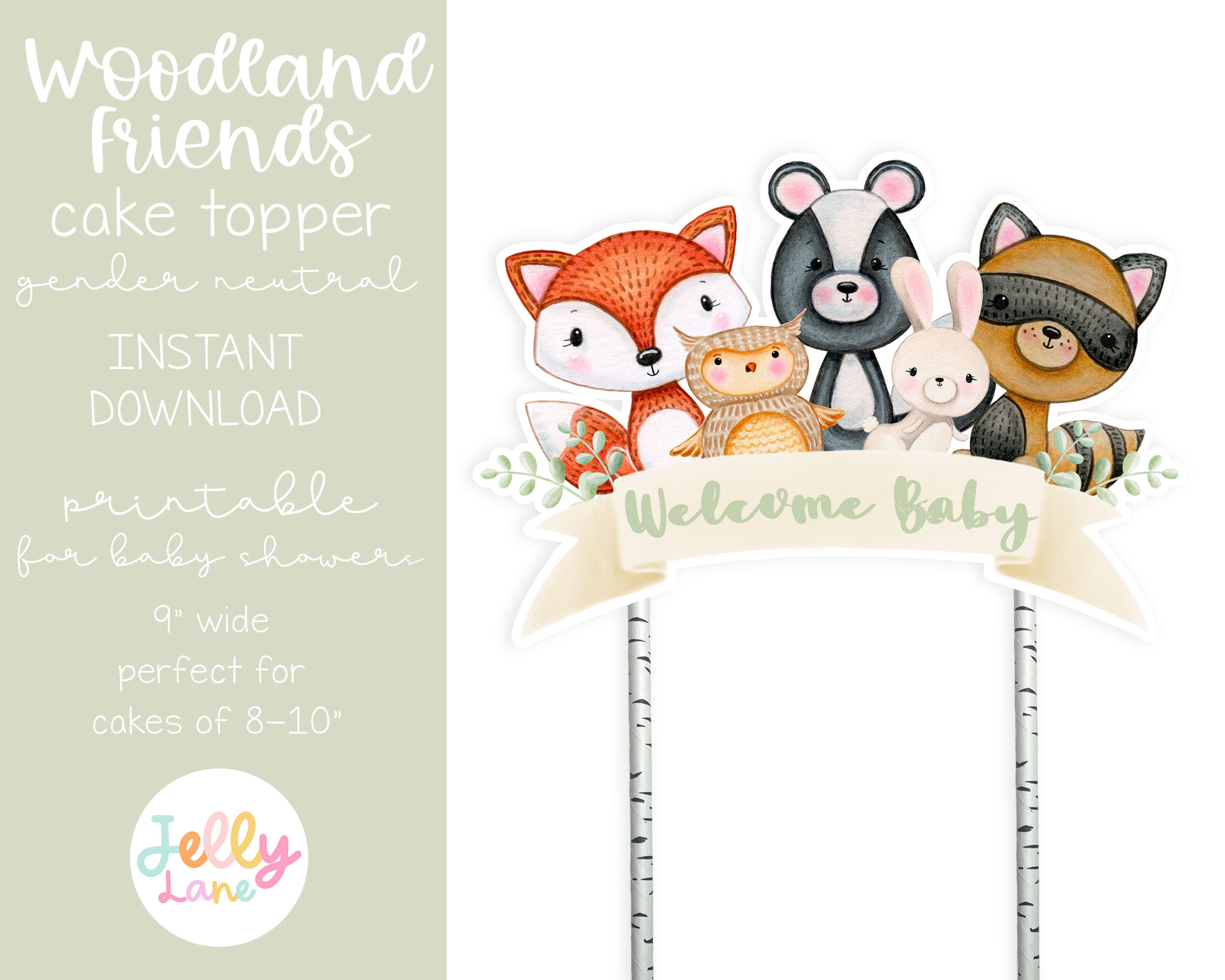 Printable Woodland Animals Cake Topper Gender Neutral Baby - Etsy