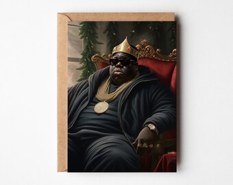 Biggie Smalls at Christmas, Funny Rap Christmas card, Music gift, Card for Her, Card for Him, Biggie, Tupac, Pack of 10, Cursed AI, Husband