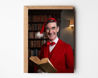 Jacob Rees Mogg as Santa, Scary Christmas cards, UK Politics, Conservative Party, Christmas, Boris Johnson, Rishi Sunak, UK Government