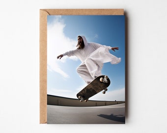 Jesus skateboarding on his birthday, Jesus vaping on his birthday, Christmas card, Funny Xmas, Card for Boyfriend, Card for Girlfriend
