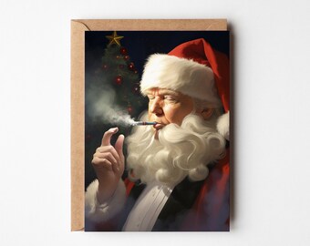 Donald Trump vapes as Santa, Christmas card, Christmas gift for Father, Rockstar card, Pedges Houseboat, Trump 2024, MAGA, Funny Christmas