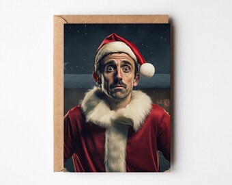 Gary Neville dressed as Santa, Cursed AI, Christmas card, Jamie Carragher Christmas, Football fan Christmas gift, Football card, for him