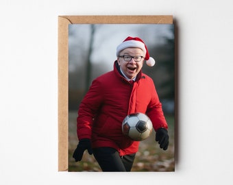Michael Gove plays football at Christmas, Random funny card, AI generated, Card for him, Christmas funny, Xmas gift husband, Cursed AI