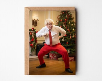 Boris Johnson doing the David Brent dance, Funny Christmas cards, UK Politics, UK, No Context Christmas card, for Him for Her, Funny card