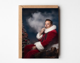 Elon Musk vaping at Christmas, Christmas card, Vape, Funny gift, Christmas for Husband, Boyfriend Christmas, Brother Xmas, Multipack cards
